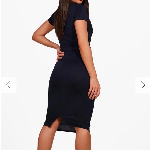 PLEAT FRONT BELTED TAILORED MIDI DRESS - Picture 3 of 10